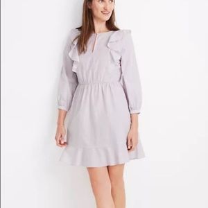 NWT Madewell Lavender Ruffle Shoulder Lightweight Cotton Lyocell Mini Dress
